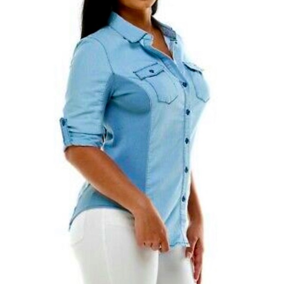 Cavalini Denim Shirt - Cotton Blend
Stretch Button Down - Size Large - Picture 2 of 10